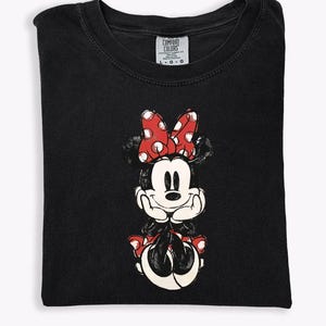 Cute Minnie Mouse Classic Sketch Cute Vintage Portrait T-Shirt, Retro Disney Trip Shirt, Vintage Minnie Shirt, Disney Family Vacation Trip image 5