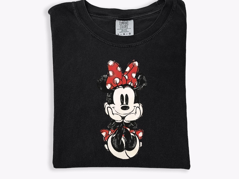 Cute Minnie Mouse Classic Sketch Cute Vintage Portrait T-Shirt, Retro Disney Trip Shirt, Vintage Minnie Shirt, Disney Family Vacation Trip image 5