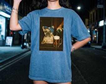 Comfort Colors® French Bulldog Beer Graphic Tee, Funny Dog Lover Shirt, Frenchie Gift