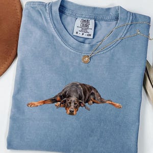 Doberman Watercolor Tee, Minimalist Pet Art Lazy Dog Lover Comfort Colors Shirt
