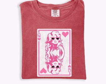 Comfort Colors® Queen of Hearts Valentine Shirt, Pink Dolly Design Tee