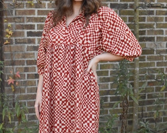 Smock dress in Checkered