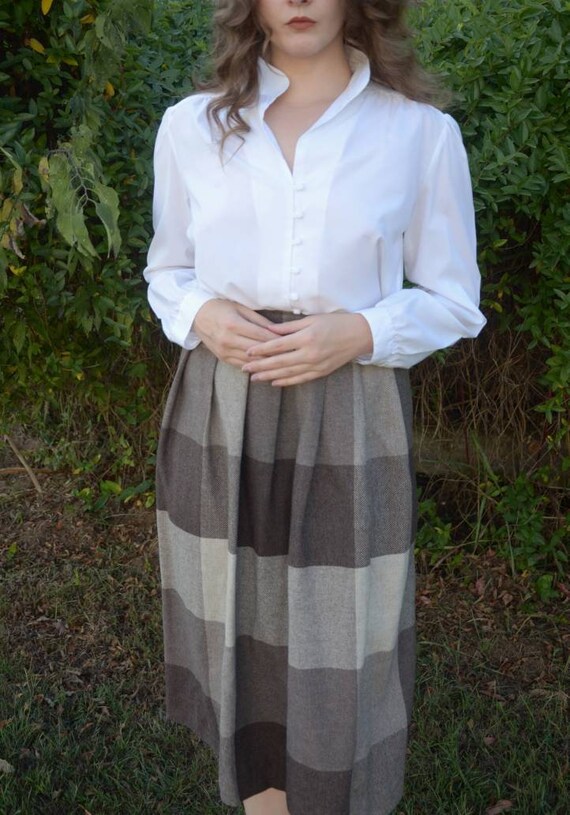 Plaid Wool Skirt - image 2