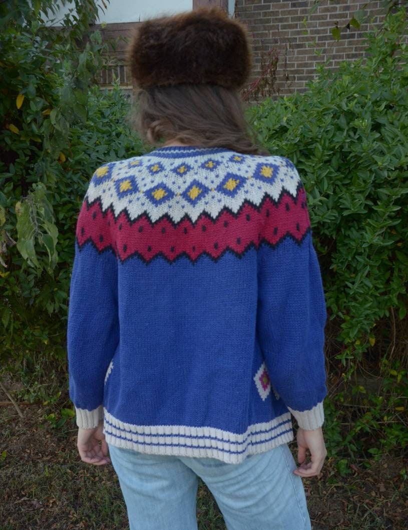 Periwinkle fair isle sweater cheap