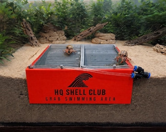 Dual Hermit Crab Water Bowl – Fresh & Salt Dish Pools |  Quick Connect | Airstones Included | Crabitat Tank Accessory