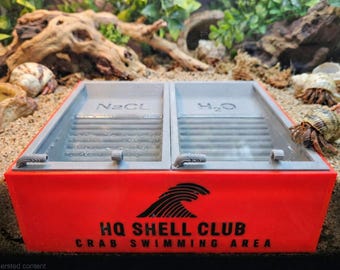 Dual Hermit Crab Water Bowl – Fresh & Salt Dish Pools |  Crabitat Tank Accessory | Tank Decor