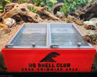 Recipiente de agua para cangrejo ermitaño – Para agua dulce y salada / Accesorio de conexión rápida / Incluye difusores de aire / Decoración para terrario de cangrejo