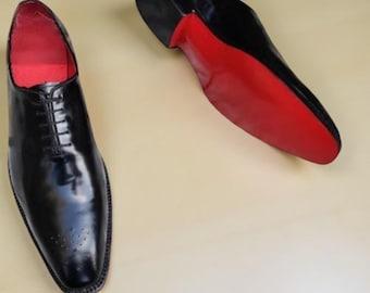 Christian Louboutin Dandelion Black Calf Leather Red Sole Handmade Shoes