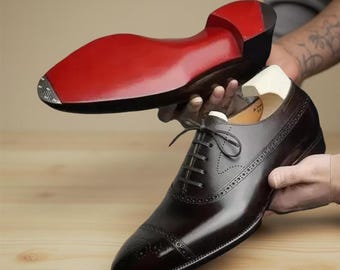 Christian Louboutin Herren Dandelion Schwarz Kalbsleder Wohnungen | Handgefertigte Luxus Oxford Schuhe