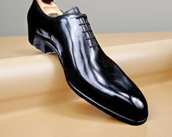 Christian Louboutin Black Wholecut Oxford Shoes – Handmade Calf Leather Dress Shoes