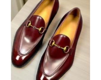 Mocasines de cuero para hombre, hechos a mano, de cuero flor, clásicos, sin cordones, para oficina.