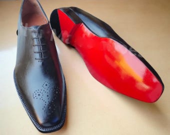 Christian Louboutin Leder Oxford Schuhe für Herren | Handgemachte rote Sohle Abendschuhe
