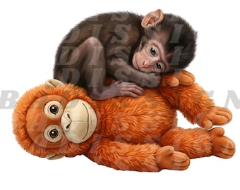 Dear Punch Monkey PNG, Emotional Plush Toy Illustration (Digital Download)