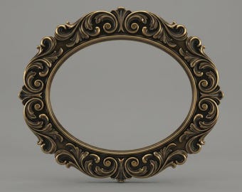 Archivo de impresión 3D de marco ovalado barroco - Marco de pared gótico vintage - Decoración clásica ornamentada 3MF