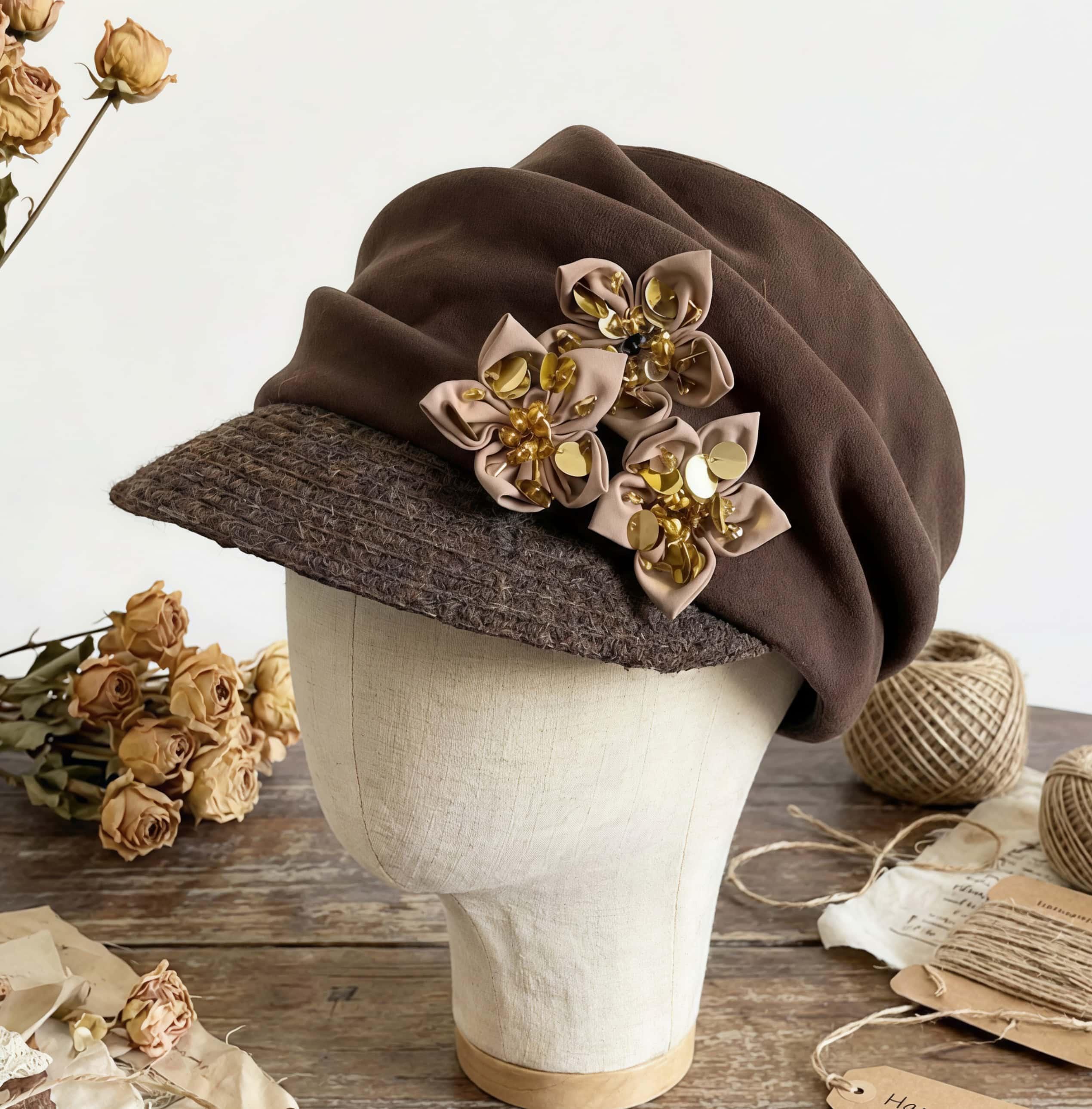 Gatsby Hat Fuzzy Cloche 100% Wool Beaded Applique Floral Applique Gatsby Cloche - Etsy main image 3