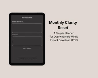 Monthly Clarity Reset - Minimal Dark Planner (PDF)