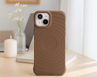 Funda de silicona con textura ondulada, minimalista, suave, con patrón de ondas, compatible con iPhone 12, 13, 14, 15, 16, 17 Pro Max, carga inalámbrica