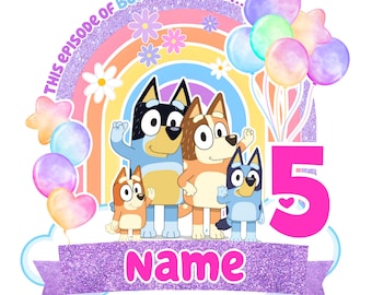 Edible Personalized Bluey Themed Cake Topper Uncut | Custom Name & Age