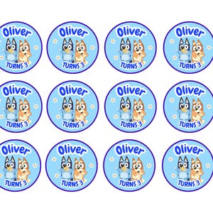 Edible Personalized Bluey Themed Cake Topper Uncut | Custom Name & Age ...