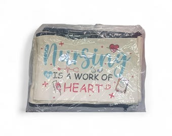 a 6 Pack canvas nurse-themed cosmetic bag come with key change and Pen