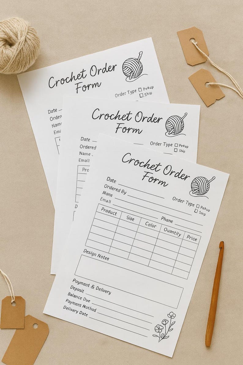 Crochet Order Form Printable: Business Tracker (PDF) - Etsy Canada