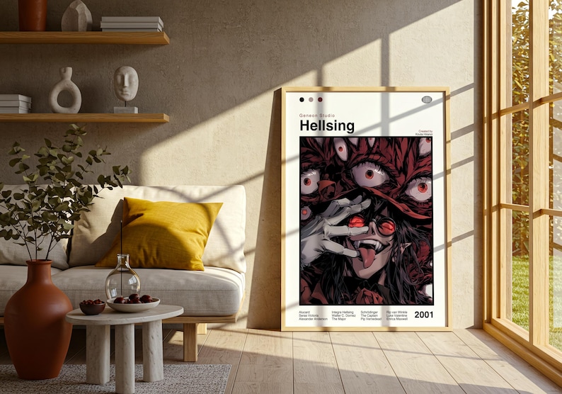 Hellsing Cap Table Hellsing Ultimate Anime Poster - Minimalist Manga Style Print - Etsy