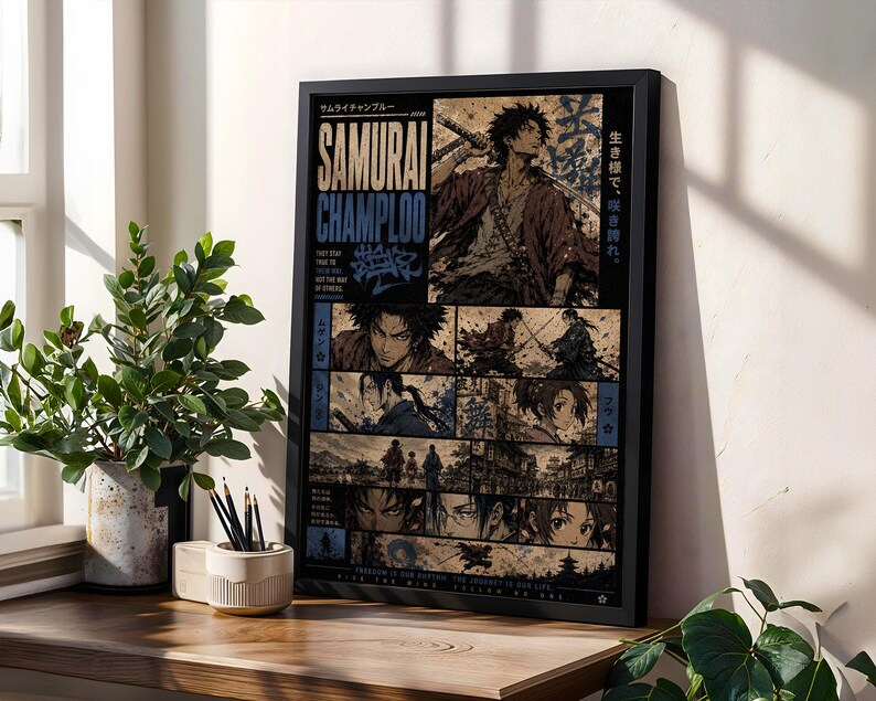 Samurai Champloo Anime Poster: Vintage Manga Panel Collage Art Print - Etsy