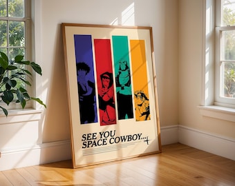 Cowboy Bebop Anime-poster, minimalistisk retrostil (flera storlekar)