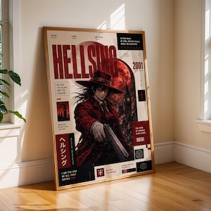 Póster definitivo del anime Hellsing - Impresión minimalista estilo manga