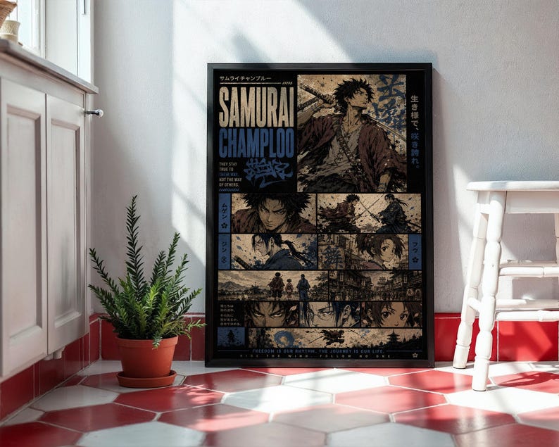 Samurai Champloo Anime Poster: Vintage Manga Panel Collage Art Print - Etsy