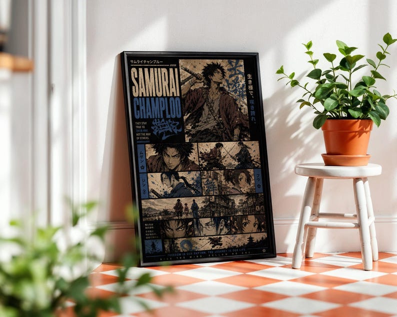Samurai Champloo Anime Poster: Vintage Manga Panel Collage Art Print - Etsy