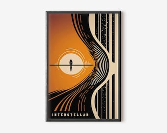 Interstellar Movie Poster - Minimalist Mid-Century Modern Print