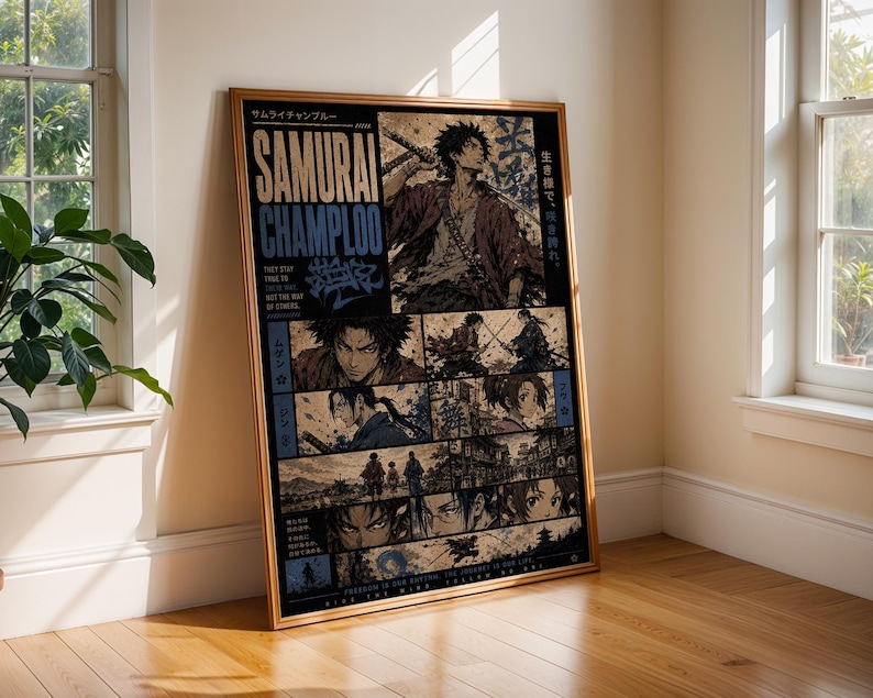 Samurai Champloo Anime Poster: Vintage Manga Panel Collage Art Print - Etsy