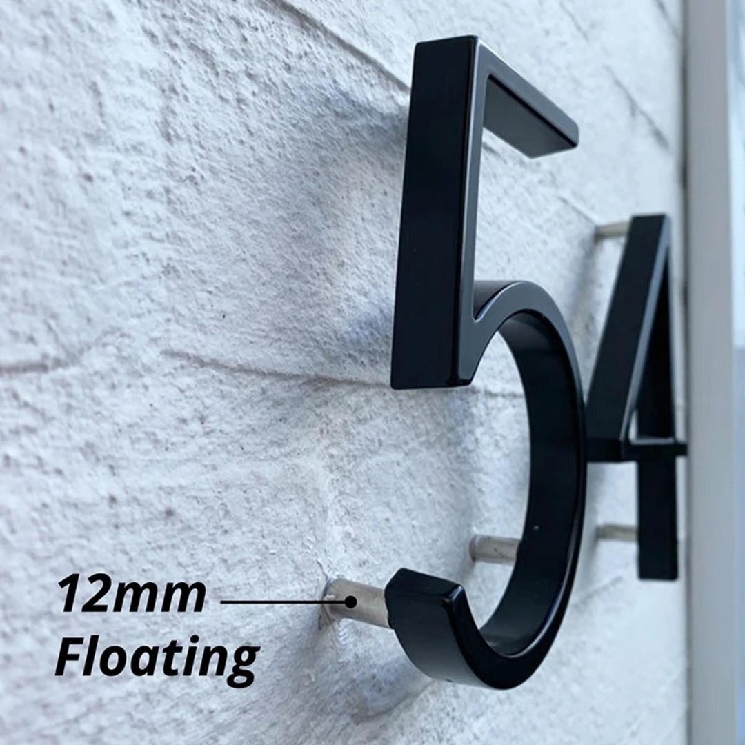 5 Inch Modern Floating Aluminum House Numbers & Letters/ Clean Modern ...