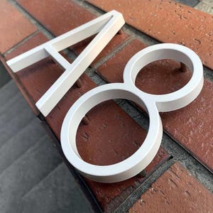 Modern White Floating House Numbers & Letters • 5 Inch Address Numbers • Wall Mounted Raised Home Address Sign • Aluminum or Zinc Alloy