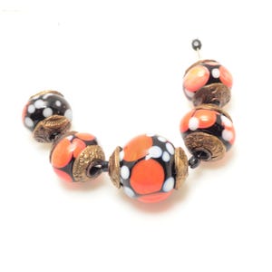 Monarchvlinder lampwork kraal fladderen in oranje, zwart en wit