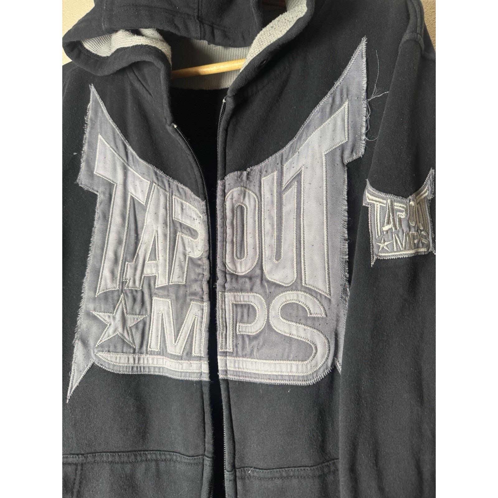 Vintage Tapout MPS Pullover Hoodie Black Gray Logo Y2K MMA