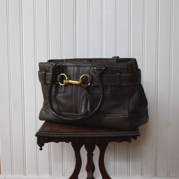 COACH Bag Purse Brown Leather Handbag Tassel Chocolate 1990s Vintage