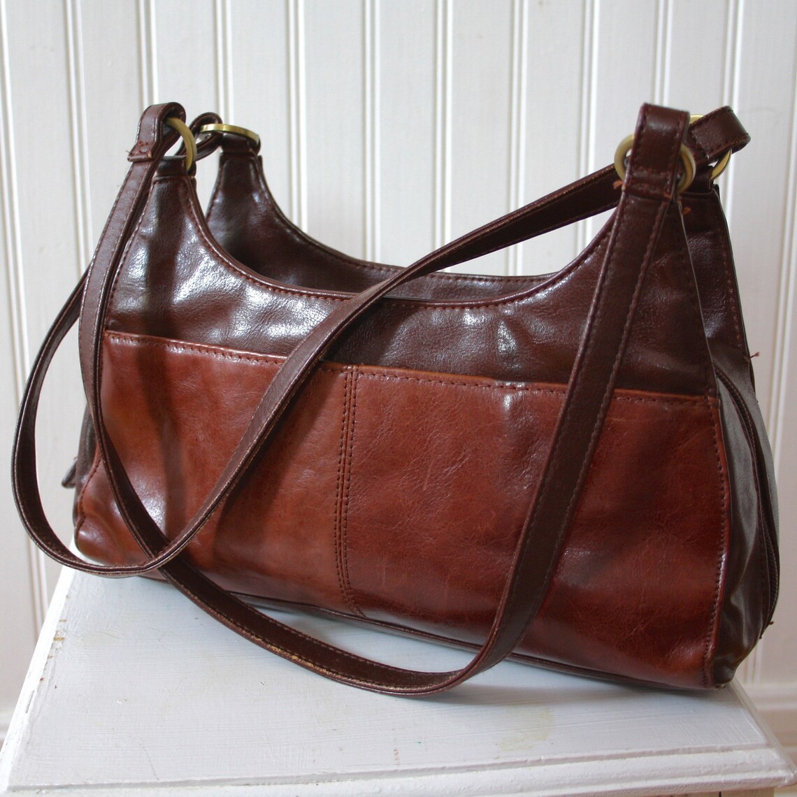 90s Leather Purse Brown Bag Handbag Chocolate Gold Brass 1990s Etsy