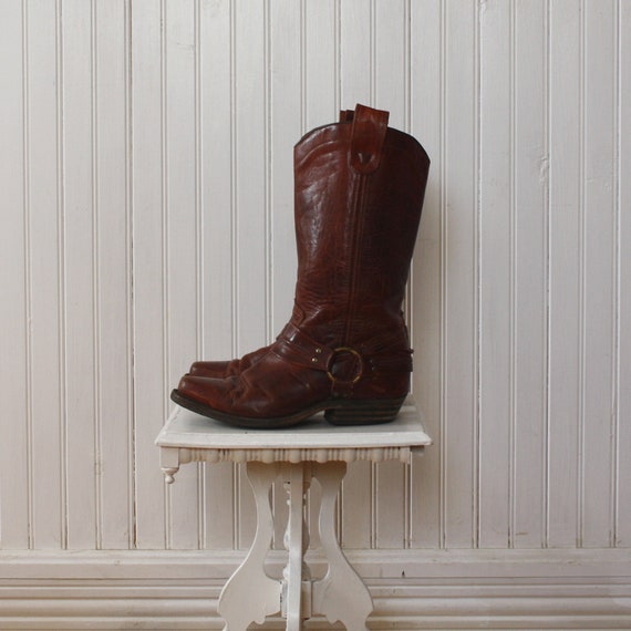 Boots Motorcycle Brown 7.5 Leather Women's Vintage