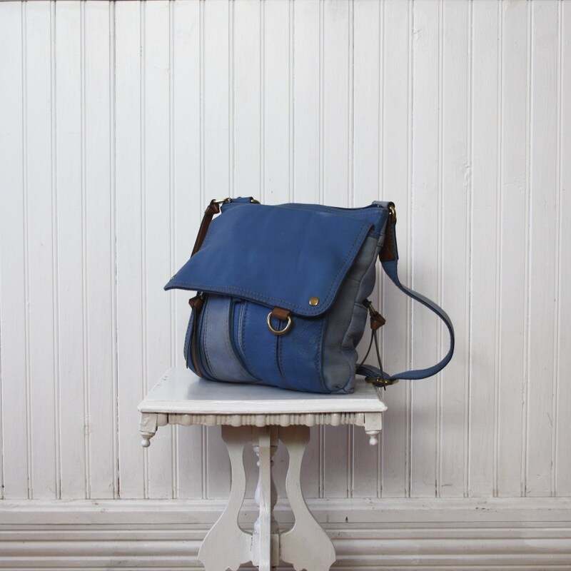 BLUE Leather Purse FOSSIL Bag Denim 