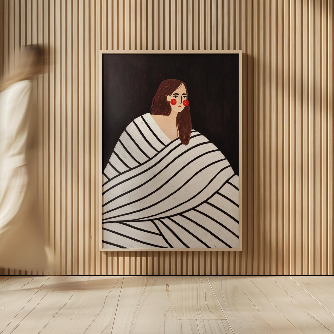 Woman With Black and White Stripes | Modern Wall Art Print | Abstract ...