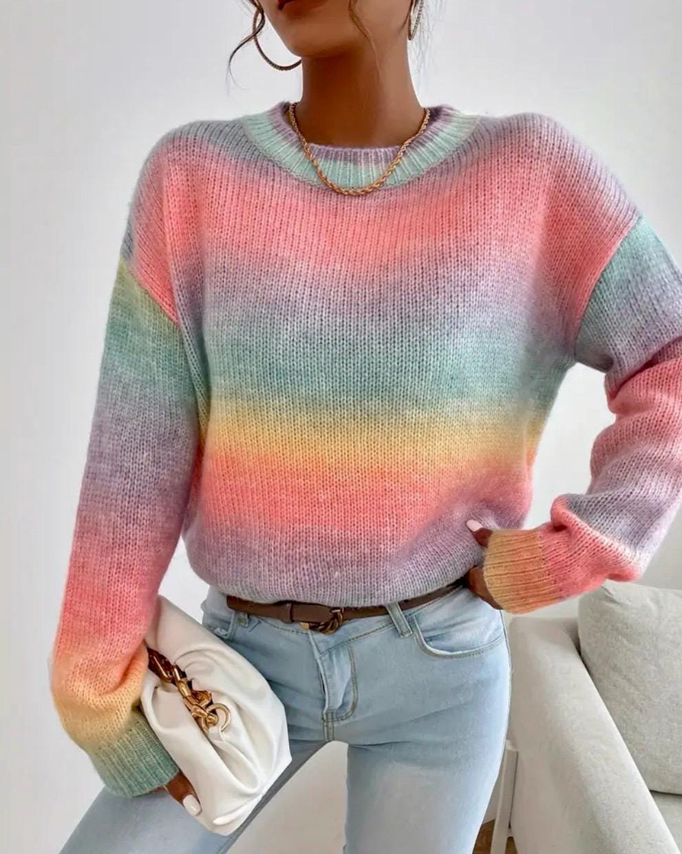 Regenbogen pullover stricken