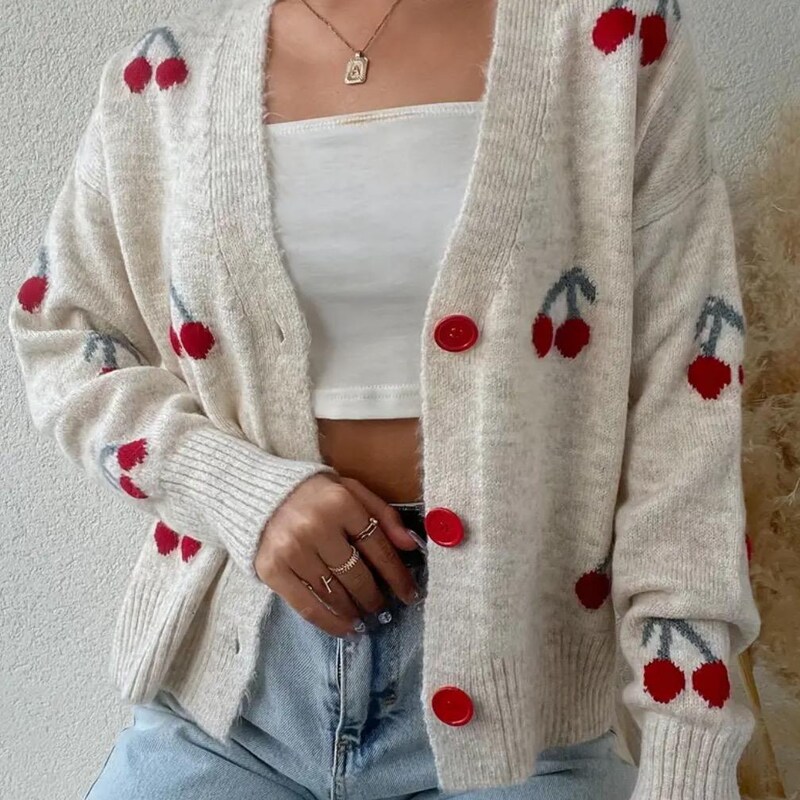 Cherry Button Cardigan