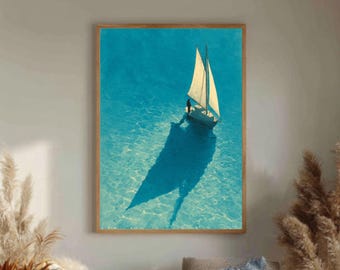 Sailboat Silhouette Art Print – Nautical Coastal Canvas Wall Art