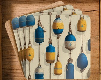 Küsten Bojen Untersetzer Set: Nautische Strand Haus Dekoration