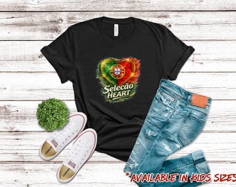 Seleção Heart Shirt | Portugal Soccer Tee | Unisex Futbol Fan Shirt | International Soccer Tournament Apparel