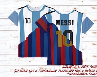 Custom Messi Soccer Shirt Barcelona x Argentina Tee Leo Messi Fan Shirt Adult Kids Unisex Soccer Shirt Football Legend Fan Gift