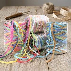 Nastro di rafia multicolore 80 m 6 fili Spago di carta Corda di rafia multicolore per confezioni regalo Bouquet floreali Lavori all'uncinetto Imballaggio Corda