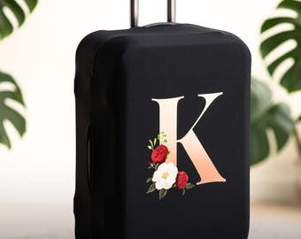 Travel Luggage Cover with Initial, Custom Letter Monogram Suitcase Cover, Personalized Bag Protector